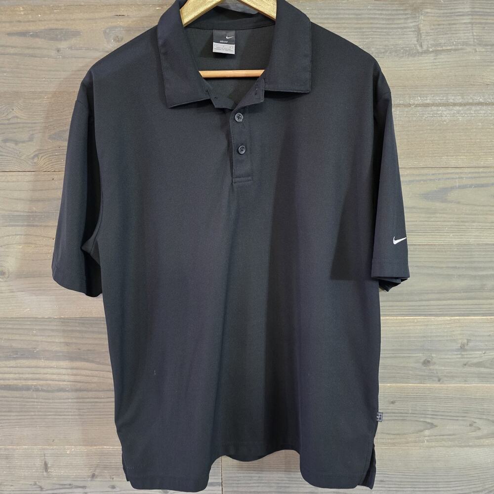 Nike Golf Tour Performance Dri-FIT Polo Shirt Mens L Black Short Sleeve Swoosh